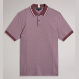 Ted Baker Taigaa Short Sleeve Regular Striped Panelled Polo Maroon