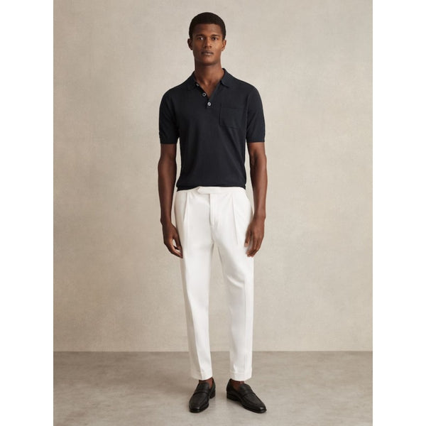 Reiss Nelson Patch Pocket Knit Polo Shirt In Navy