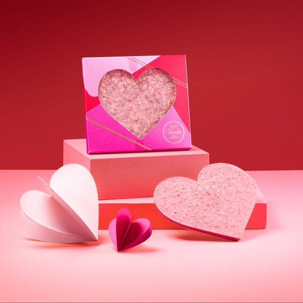 Venchi Buono White Choc Rose Raspberry & Almonds Heart