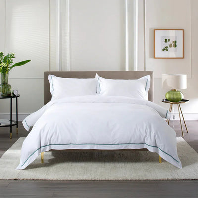 The Lyndon Company Hampstead Duvet Set Double Green Trim