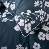 The Lyndon Company Petite Fleure 100% Cotton Duvet Cover Set Navy Double