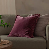 Yard Bertie Washed Cotton Velvet Cushion In Burnt Red