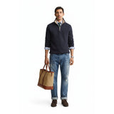 GANT Sacker Rib Half-Zip Sweatshirt In Evening Blue