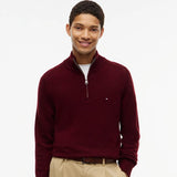 Pure Lambswool Quarter-Zip Jumper In Burgundy Heather