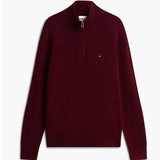 Pure Lambswool Quarter-Zip Jumper In Burgundy Heather