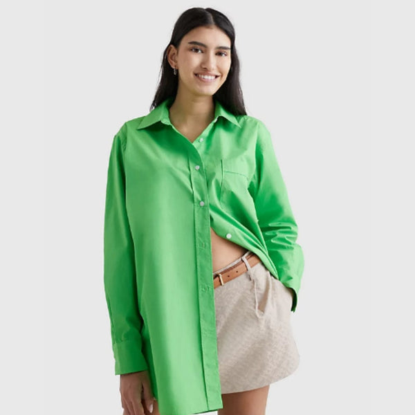 Tommy Hilfiger 1985 Poplin Oversized Shirt In Green