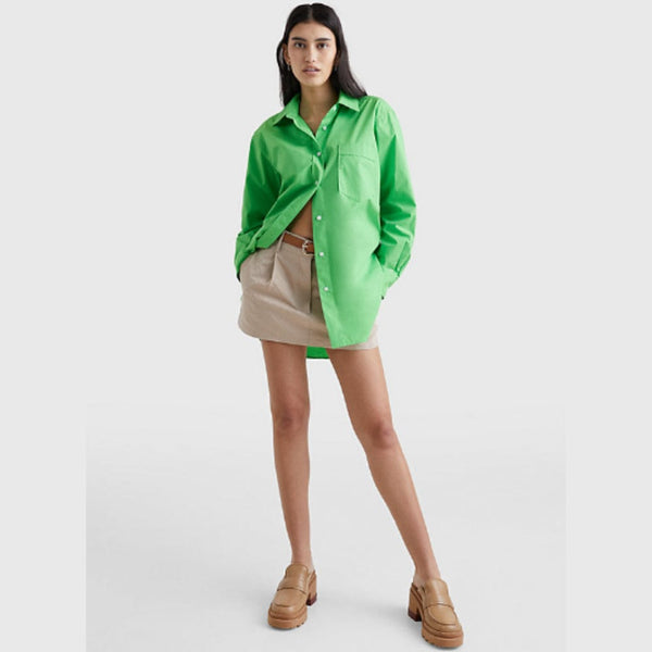 Tommy Hilfiger 1985 Poplin Oversized Shirt In Green