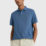 Tommy Hilfiger 1985 Regular Plain Short Sleeve Polo Blue Coast