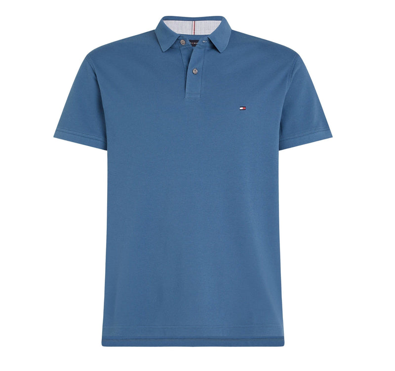 Tommy Hilfiger 1985 Regular Plain Short Sleeve Polo Blue Coast