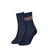Tommy Hilfiger 2-Pack Women's Lurex Stripe Rib Socks In Navy