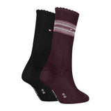 Tommy Hilfiger 2-Pack Women's Rib Lurex Stripe Socks In Burgundy