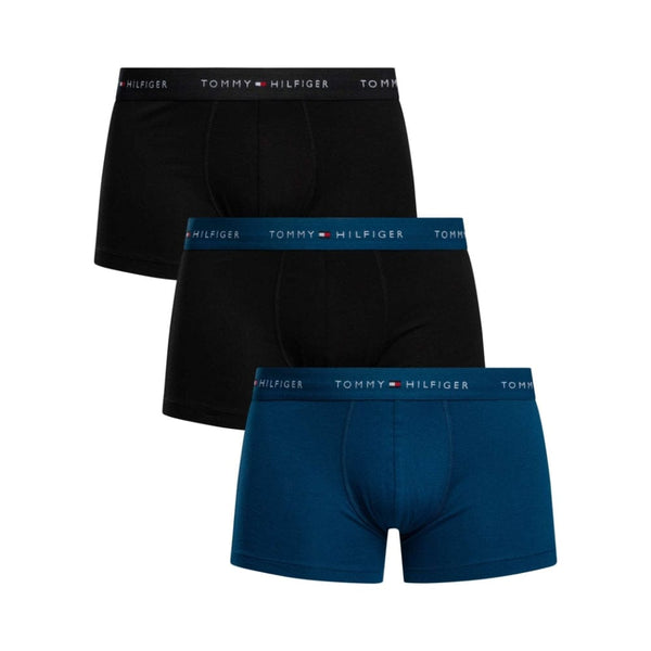 Tommy Hilfiger 3 Pack Signature Cotton Essentials Trunks In Black / Indigo