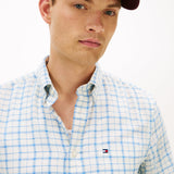 Tommy Hilfiger Brushed Linen Medium Check In Sweet Blue