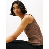 Tommy Hilfiger Cable Knit Sleeveless Slim Jumper In Hot Coco
