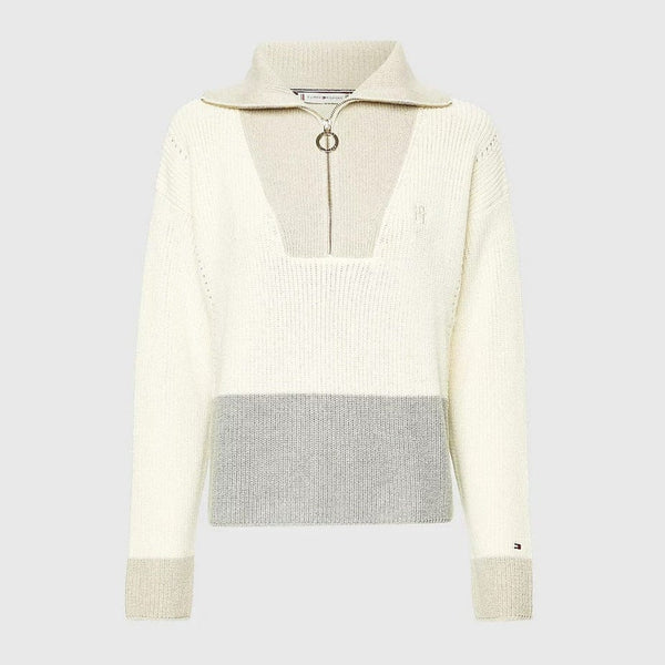 Tommy Hilfiger Colour-Blocked Half-Zip Relaxed Fit Jumper
