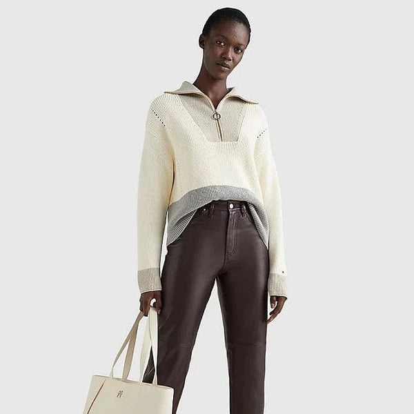 Tommy Hilfiger Colour-Blocked Half-Zip Relaxed Fit Jumper