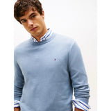 Tommy Hilfiger Cotton Cashmere Crew Neck Jumper In Brisk Blue