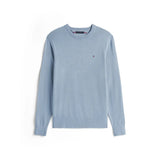 Tommy Hilfiger Cotton Cashmere Crew Neck Jumper In Brisk Blue