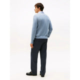 Tommy Hilfiger Cotton Cashmere Crew Neck Jumper In Brisk Blue