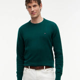 Tommy Hilfiger Crew Neck Jumper With Cashmere In Ornamental Green Heather