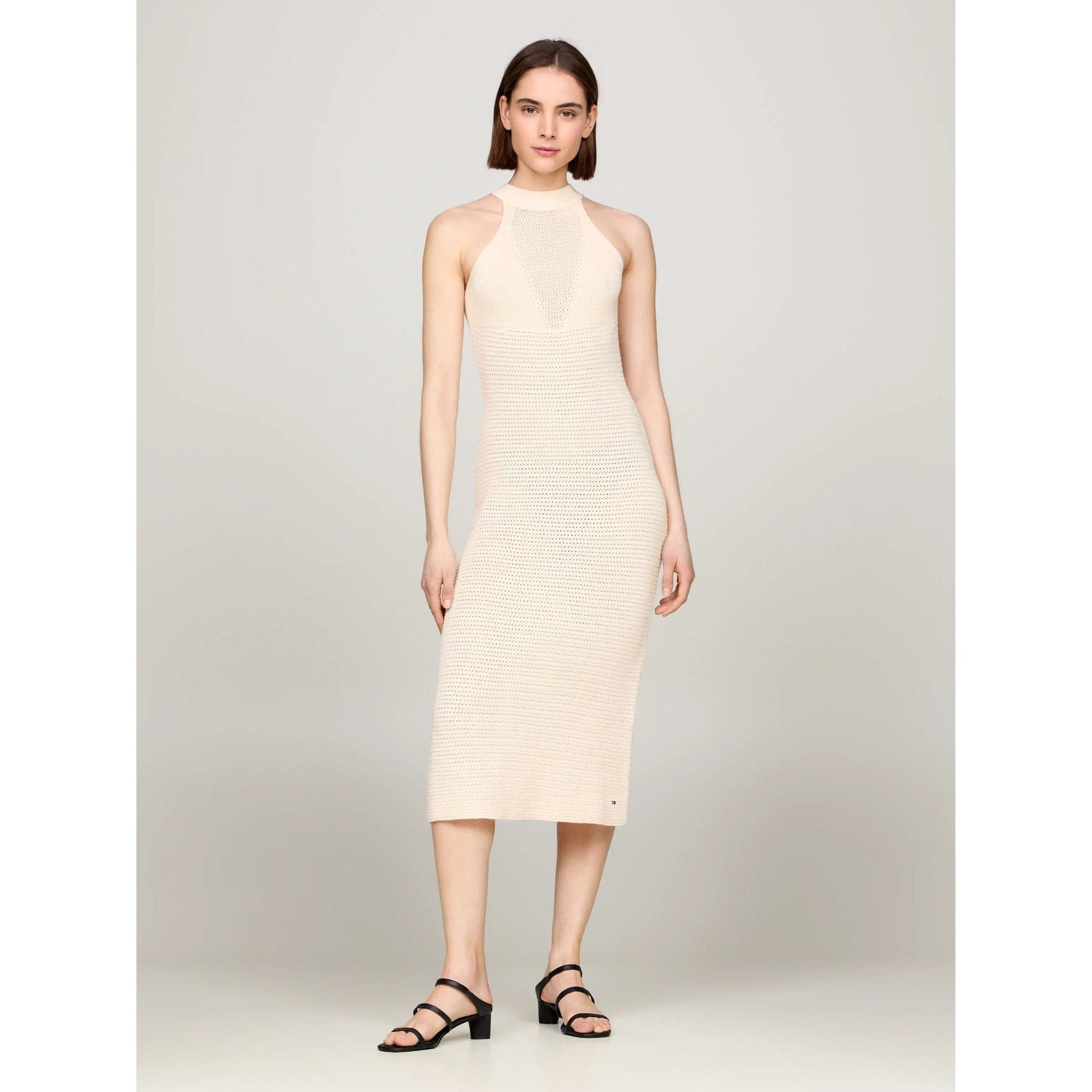 Tommy Hilfiger Crochet Halterneck Midi Dress In Calico
