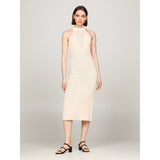 Tommy Hilfiger Crochet Halterneck Midi Dress In Calico