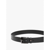 Tommy Hilfiger Denton Enamel Flag Leather Belt In Black