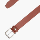 Tommy Hilfiger Denton Flag Keeper Leather Belt In Dark Tan