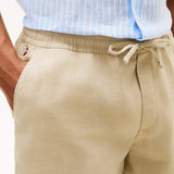 Tommy Hilfiger Dover Linen Blend 8" Inseam Chino Shorts in Batique Khaki