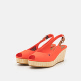 Tommy Hilfiger Elena Sling Back Wedge Sandals in Deep Orange