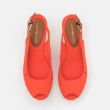 Tommy Hilfiger Elena Sling Back Wedge Sandals in Deep Orange