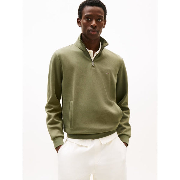 Tommy Hilfiger Essential Intechno 1/4 Zip In Battle Green