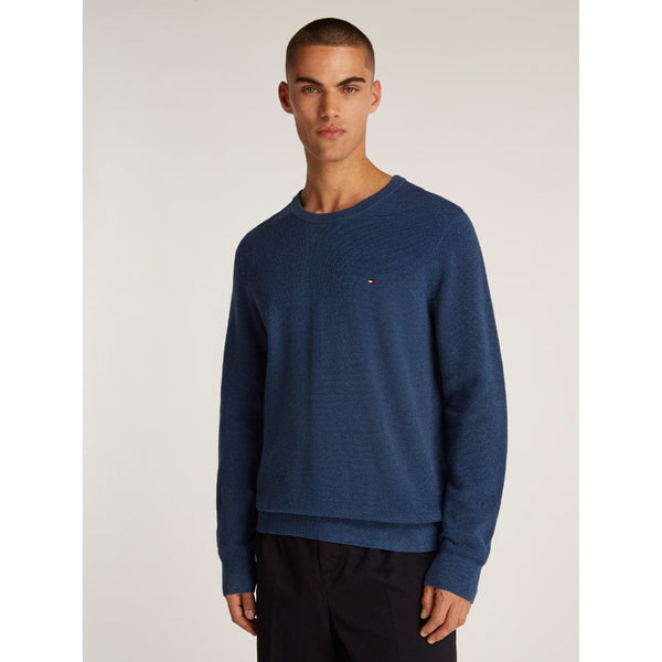 Tommy Hilfiger Essential Structure Crew Neck In Aegean Sea Heather