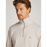 Tommy Hilfiger Essential Terry 1/4 Zip In Heathered Oatmilk