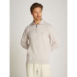 Tommy Hilfiger Essential Terry 1/4 Zip In Heathered Oatmilk