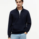 Tommy Hilfiger Essential Terry Quarter Zip in Desert Sky Navy