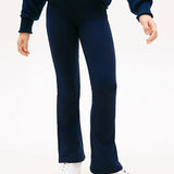Tommy Hilfiger Extra Slim Metallic Logo Flared Leggings In Dark Blue