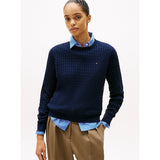 Tommy Hilfiger Fine Knit Cable Jumper In Dark Night Navy