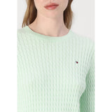 Tommy Hilfiger Fine Knit Cable Jumper In Opal Green