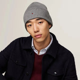 Tommy Hilfiger Flag Embroidery Beanie With Cashmere In Mid Grey Heather