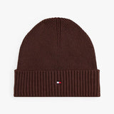 Tommy Hilfiger Flag Embroidery Beanie With Cashmere In Rich Walnut