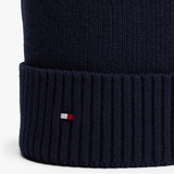 Tommy Hilfiger Flag Embroidery Beanie With Cashmere In Space Blue