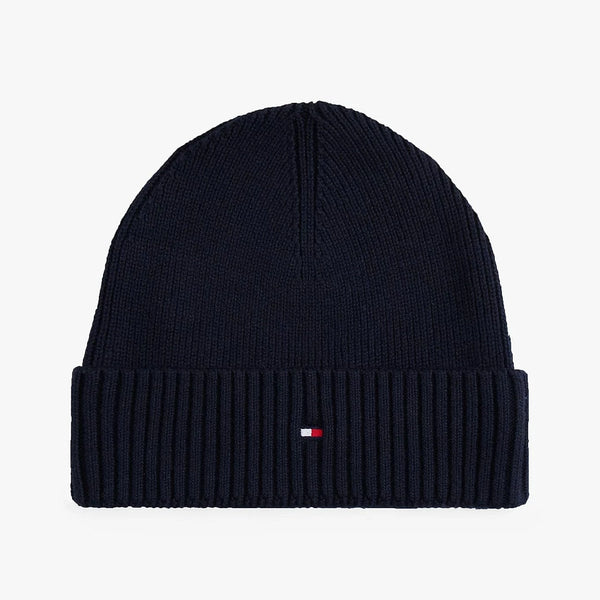 Tommy Hilfiger Flag Embroidery Beanie With Cashmere In Space Blue