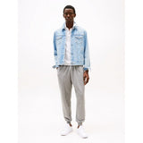 Tommy Hilfiger Flag Embroidery Cuffed Leg Joggers In Grey Heather
