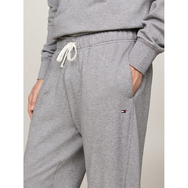 Tommy Hilfiger Flag Embroidery Cuffed Leg Joggers In Grey Heather