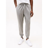 Tommy Hilfiger Flag Embroidery Cuffed Leg Joggers In Grey Heather
