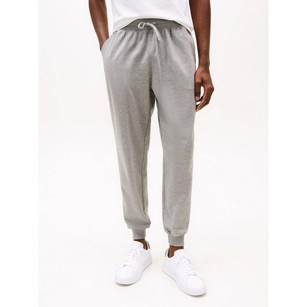 Tommy Hilfiger Flag Embroidery Cuffed Leg Joggers In Grey Heather