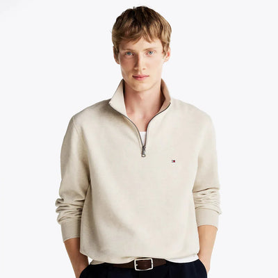 Tommy Hilfiger Fleece Half-Zip Jumper Heathered Oatmilk