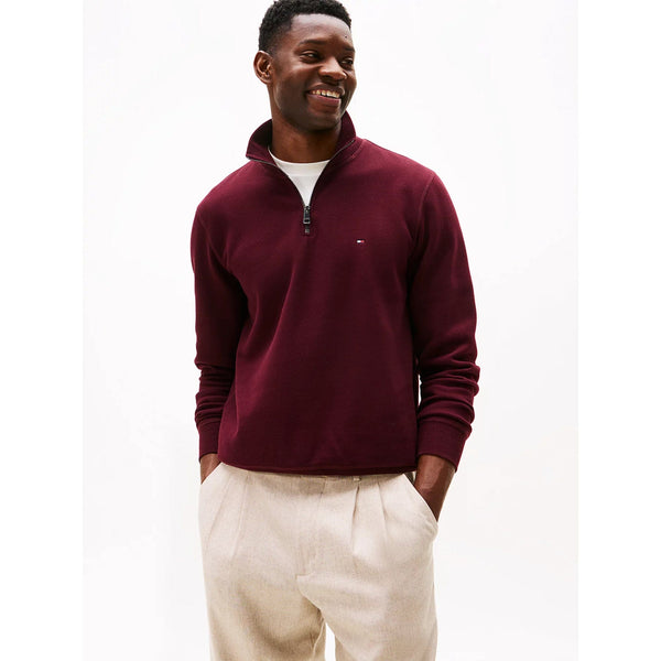 Tommy Hilfiger Fleece Half-Zip Jumper In Deep Burgundy