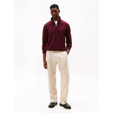 Tommy Hilfiger Fleece Half-Zip Jumper In Deep Burgundy